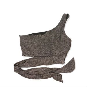 NEW🔸 One shoulder wrap tie sparkly party top